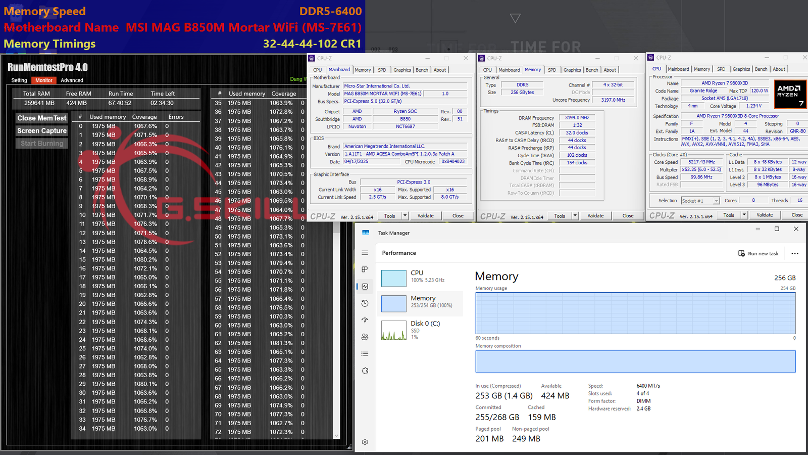G.SKILL Unveils World’s First 256GB (64GBx4) DDR5-6000 CL32 High Speed and High Capacity Memory Kit