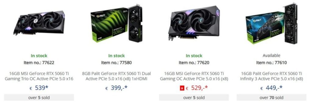 NVIDIA RTX 5060 Ti Launches Strong But 8GB Variant Falls Flat