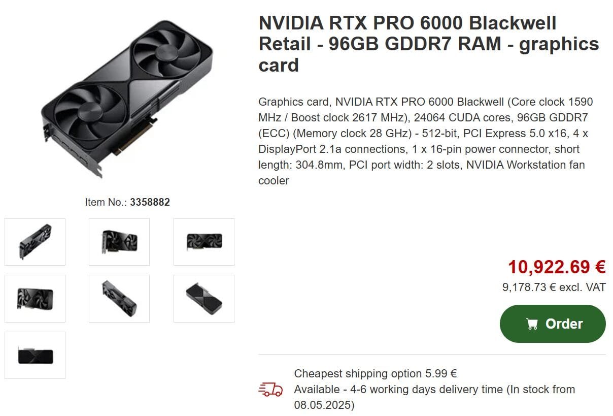 NVIDIA Unveils RTX Pro 6000 Blackwell GPUs, Starting at €9000