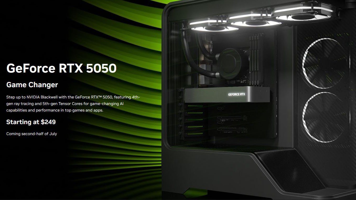 NVIDIA GeForce RTX 5050 announced with 8GB GDDR6, $249 price, launching mid-to-late July