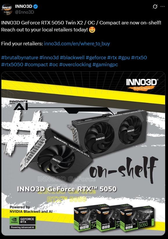 INNO3D GeForce RTX 5050 Twin X2 / OC / Compact
