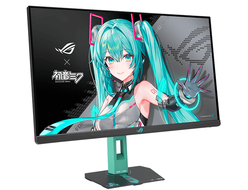 ROG Strix XG27ACMEG-G Hatsune Miku Edition Monitor – 27-inch 2560x1440, 260Hz OC (Above 144Hz), 0.3ms (min.), Fast IPS, Extreme Low Motion Blur Sync, USB Type-C, G-Sync compatible, DisplayWidget Center, tripod socket, HDR, Aura Sync