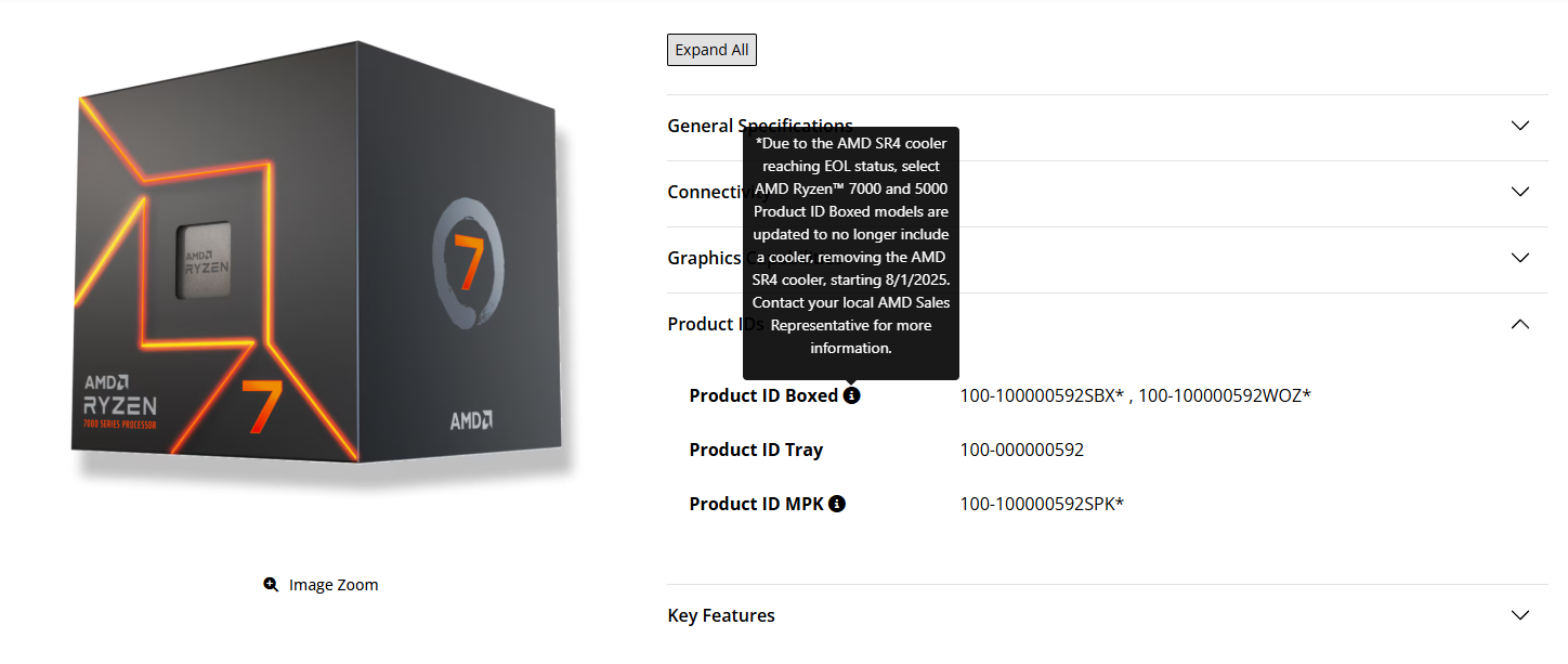 AMD Discontinues Wraith Prism and Wraith Spire Coolers for Select Ryzen 5000, 7000, And 8000G Processors