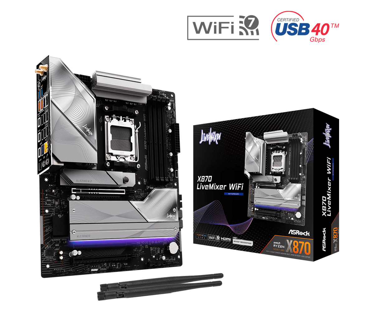ASRock Officially Launched X870 LiveMixer WiFi Motherboard with 25 USB Ports